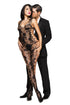 Sexy Black Sexy Cut-out Side Rose Pattern Bodystocking